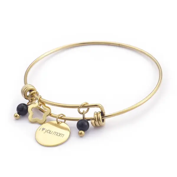 Wholesale PVD Coated 18K Gold Plated Letter Titanium Steel Fashion Waterproof Non Tarnish