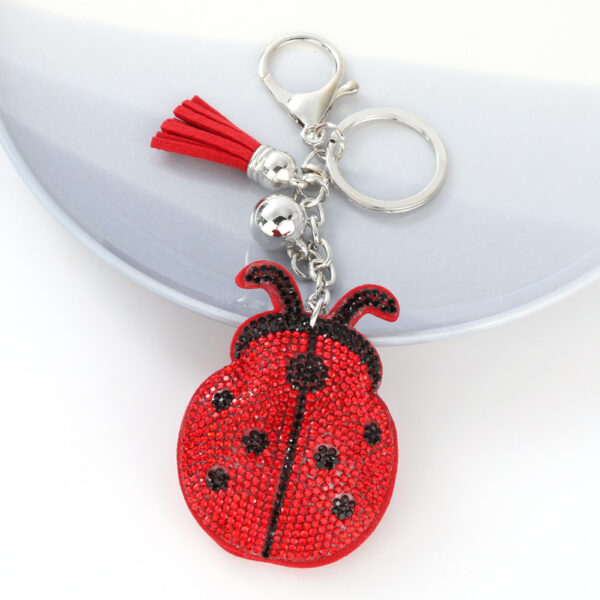 Wholesale 4pcs Seven-Star Ladybug Rhinestone Diamond Keychain