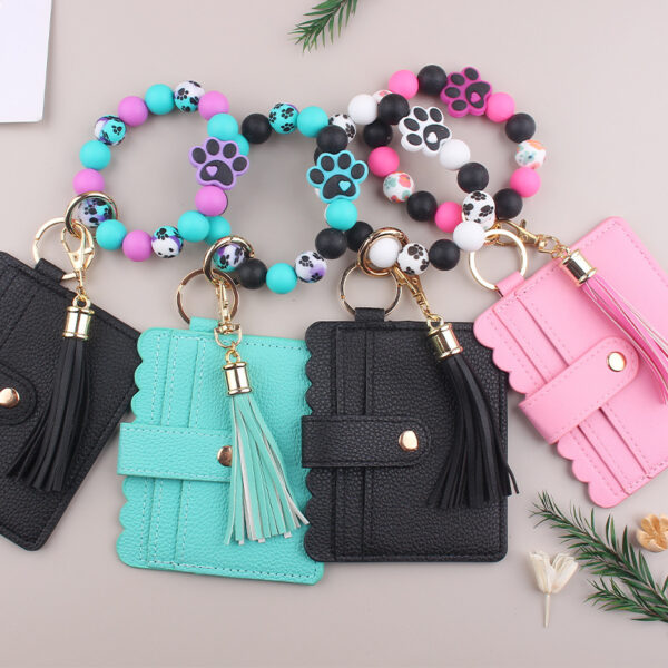 Wholesale New Cartoon Dog Claw Card Bag Jewelry Beaded DIY Dog Claw Silicone Bracelet Bracelet Wallet Keychain Pendant