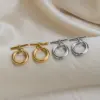 PVD Coated Real Gold Plated 18K Gold Solid Color 201 Stainless Steel Streetwear Waterproof Non Tarnish Earrings