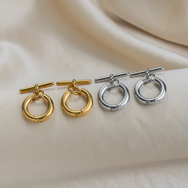 PVD Coated Real Gold Plated 18K Gold Solid Color 201 Stainless Steel Streetwear Waterproof Non Tarnish Earrings