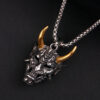 Wholesale 2025 Wish Cross-Border New Golden Horn Prajna Pendant European and American Men's Ghost Mask Necklace Halloween Gift