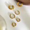 304 Stainless Steel Geometric PVD Coated Rhinestones Real Gold Plated 18K Gold Simple Style Commute IG Style Waterproof Non Tarnish Surgical Steel Earrings