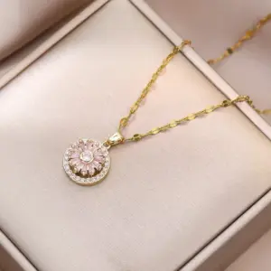 X4282 Pink Rotating Necklace