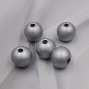 W071: 1 silver wooden bead