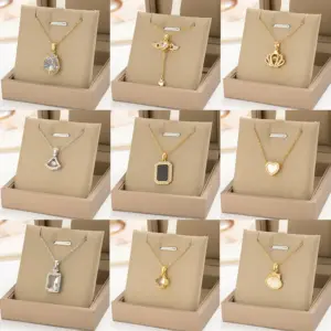 Wholesale 304 Stainless Steel Copper 18K Gold Plated K Gold Plated Inlay Heart Shape Wings Butterfly Zircon Pendant Necklace