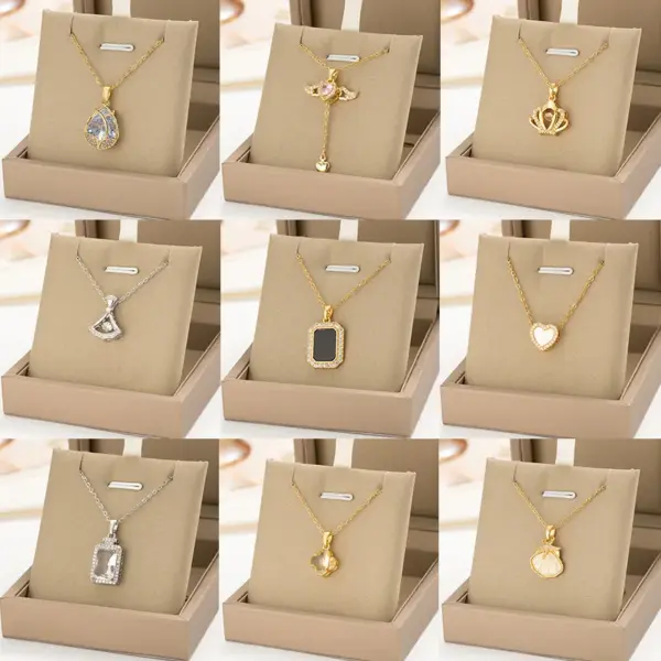 Wholesale 304 Stainless Steel Copper 18K Gold Plated K Gold Plated Inlay Heart Shape Wings Butterfly Zircon Pendant Necklace