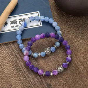Retro Stripe Cat Owl Agate Agate Bracelets In Bulk