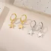 Wholesale 1 Pair Simple Style Star Moon Plating 304 Stainless Steel Drop Earrings