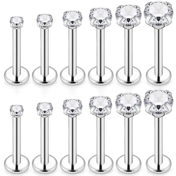 1 Piece Titanium Alloy Zircon Simple Style Lip Rings Geometric Inlay Lip Rings Ear Cartilage Rings & Studs