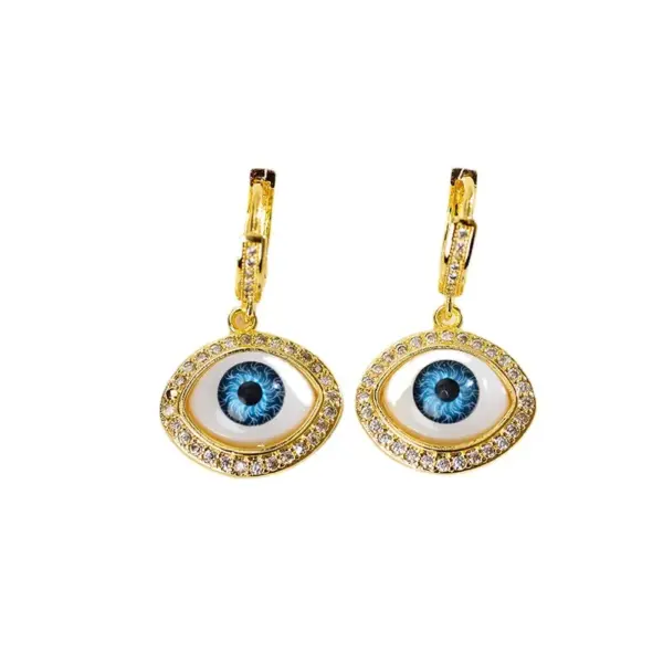 1 Pair Fashion Eye Polishing Inlay Copper Zircon Gold Plated Drop Earrings