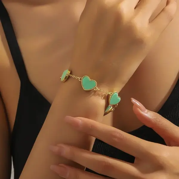 Wholesale Fashionable Wide Edge Heart Shaped Bracelet Double Sided Simple Stylish Ins Style Women's Jewelry Accessory Stainless Steel