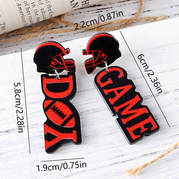 Wholesale Cross-border New Rugby Letter Helmet Stitching Pendant Earrings Rugby Events Wooden Double-sided Earrings Earrings