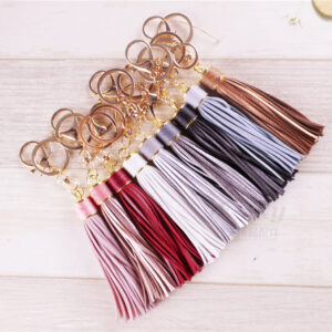 Wholesale Wax line alloy gift leather tassel car key chain bag