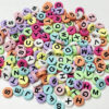 Wholesale Horizontal hole 26 letters bracelet silicone flat beads