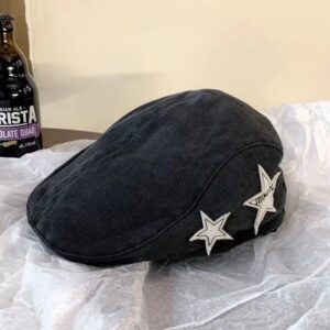 Retro star hat—grey and black / M（56-58cm）