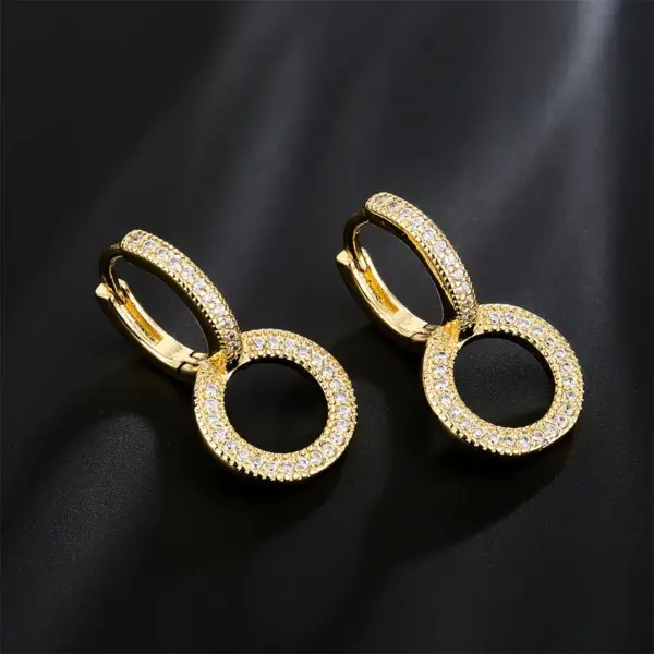 Wholesale Vintage Copper Geometric 18k Gold Micro-set Zircon Earrings Wholesale