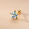 1 Piece Copper Zircon Ear Cartilage Rings & Studs Crown Flower Waterproof Non Tarnish Surgical Steel