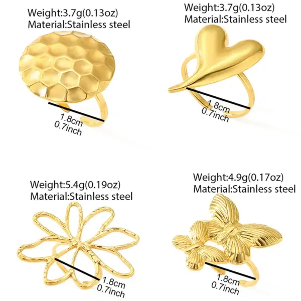 Wholesale Jewelry Vacation Simple Style Flower 304 Stainless Steel Plating Open Rings