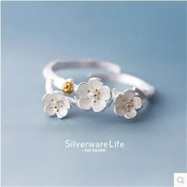 925 Sterling Silver Plating Geometric Open Rings