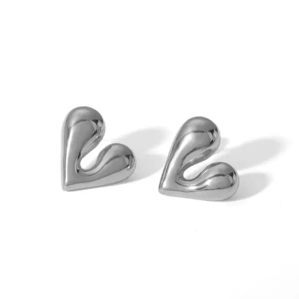 Wholesale PVD Coated Real Gold Plated Heart Shape 304 Stainless Steel Simple Style Waterproof Non Tarnish Ear Studs
