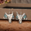Wholesale Bohemian Western Style Saddle Inlaid Turquoise Alloy Earrings