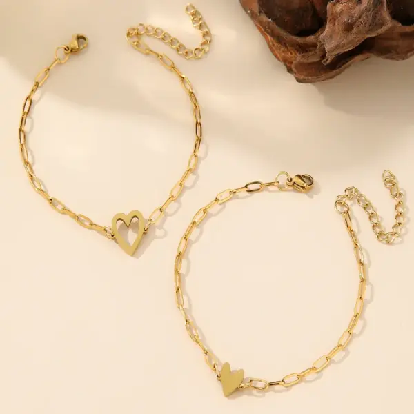 Simple Style Heart Shape 304 Stainless Steel Paperclip Chain Bracelets In Bulk