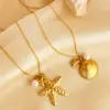 PVD Coated Real Gold Plated 18K Gold Starfish Shell 304 Stainless Steel Elegant Beach Waterproof Non Tarnish 201 Stainless Steel Pendant Necklace