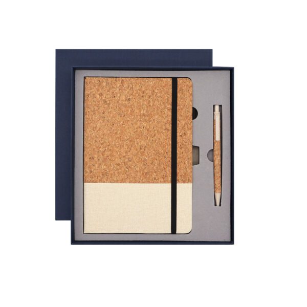 Wholesale Cross-Border A5 Environmentally Friendly Spliced ​​Cork and Pu Notebook Set Business Office Notepad with Customized Logo