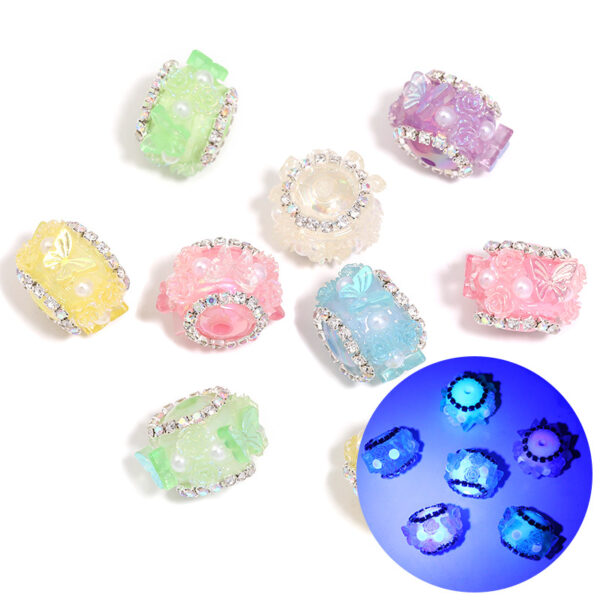 oly-ee8983267576739f594adc44c29f8342 Wholesale Luminous Heavy Industry Rose Butterfly Sugar Beads Rhinestone Chain Drill Ball DIY Beaded Pen Mobile Phone Chain Bead Accessories
