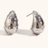 Wholesale 304 Stainless Steel Water Droplets PVD Coated Artificial Diamond 18K Real Gold Plated 18K Gold Waterproof Non Tarnish Plating Inlay Ear Studs