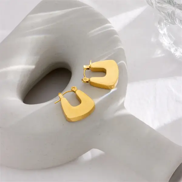 1 Pair Vintage Style Geometric Gold Plated 304 Stainless Steel 18K Gold Plated Stainless Steel Earrings