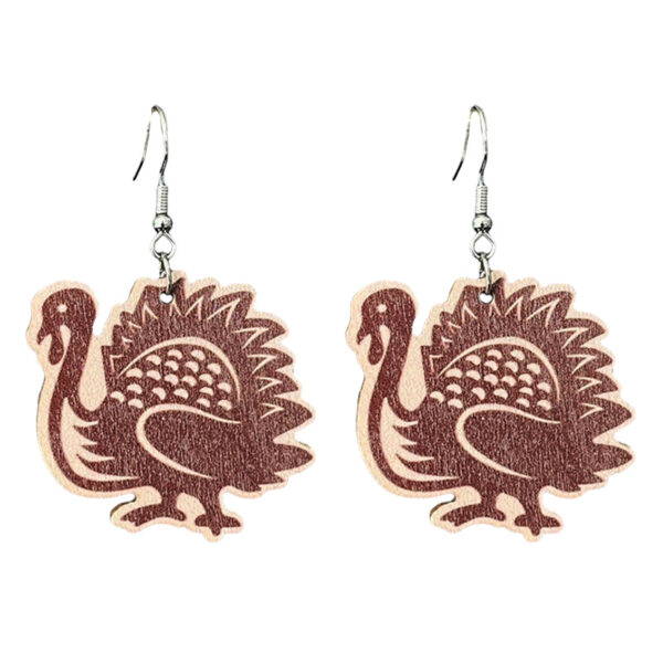 Wholesale Thanksgiving turkey pumpkin wooden earrings