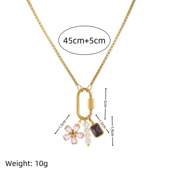 PVD Coated 18K Gold Plated Conch Heart Shape Flower 201 Stainless Steel 304 Retro Classic Style Waterproof Non Tarnish Pendant Necklace
