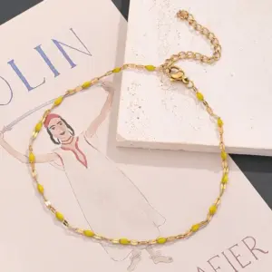 Yellow Lip Chain Anklet (Gold) / Length:230+50mm / 1 Strand/Package