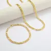 201 Stainless Steel Solid Color PVD Coated Golden Plated Hip-Hop Modern Style Classic Style Gold Sier Bracelets Necklace