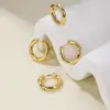 1 Piece Stainless Steel Stone-Free Ear Cartilage Rings & Studs Solid Color Plating 18K Real Gold Plated