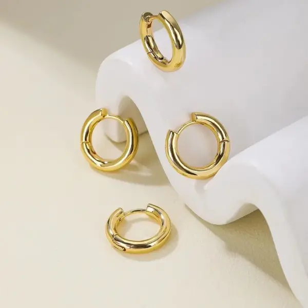 1 Piece Stainless Steel Stone-Free Ear Cartilage Rings & Studs Solid Color Plating 18K Real Gold Plated