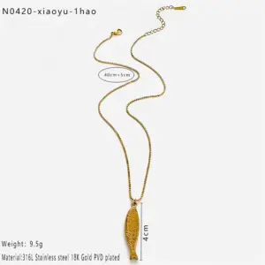 Gold No. 1 Box Chain Small Fish / One Size