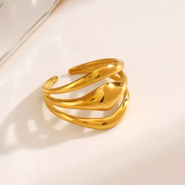 Wholesale Ion Plating (IP) 18K Gold Plated Lines 304 Stainless Steel Simple Style IG Style Waterproof Non Tarnish Rings