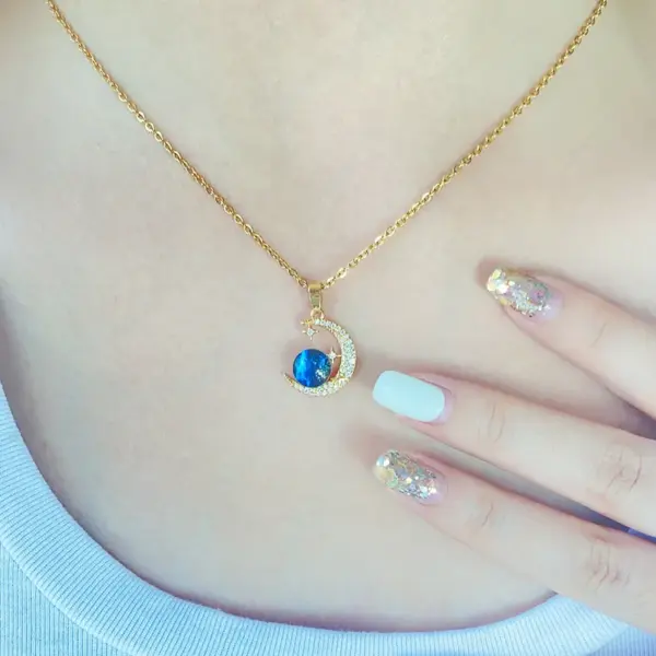 Wholesale Jewelry Elegant Shiny Star Moon Heart Shape 304 Stainless Steel Copper Zircon Plating Inlay Pendant Necklace