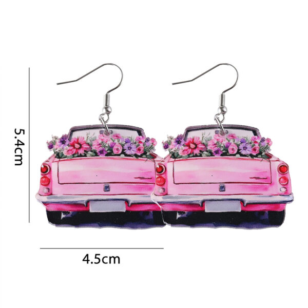 oly-eea69223e93f1deccaea4bf5bd066cad Wholesale Cross-border New Spring and Summer Pink Car Flower Acrylic Pendant Earrings Simple Holiday Earrings Gift