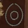 PVD Coated Real Gold Plated Geometric Titanium Steel Simple Style Waterproof Non Tarnish Bracelets Necklace
