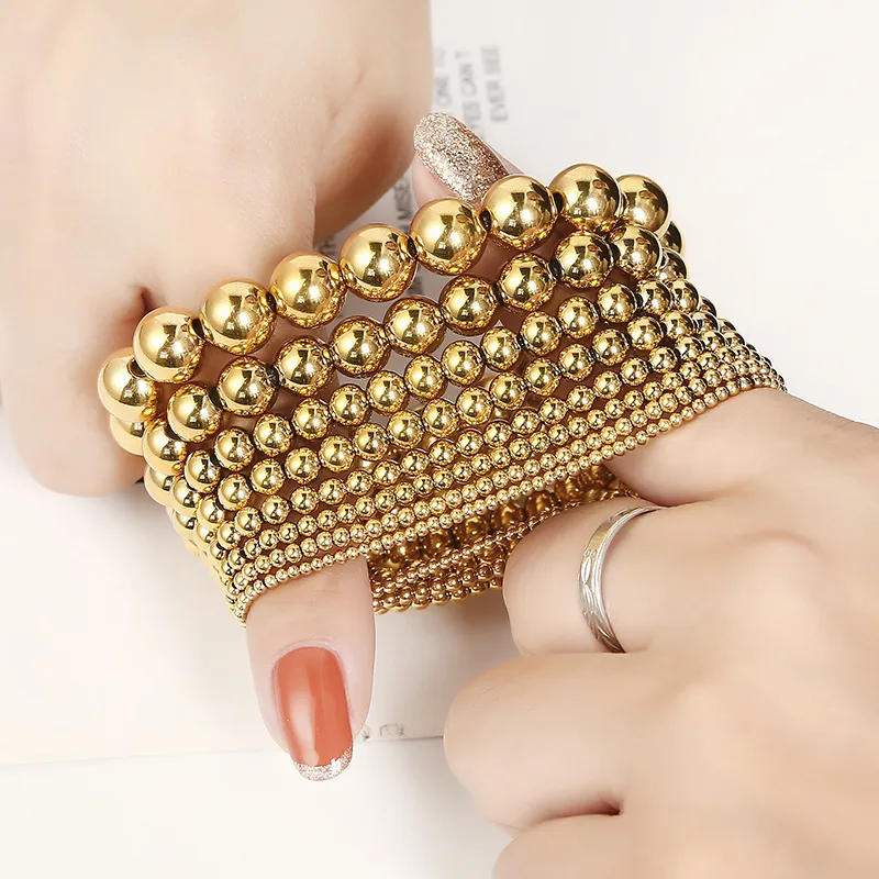 Wholesale Retro Simple Style Ball Solid Color Stainless Steel Plating Bracelets