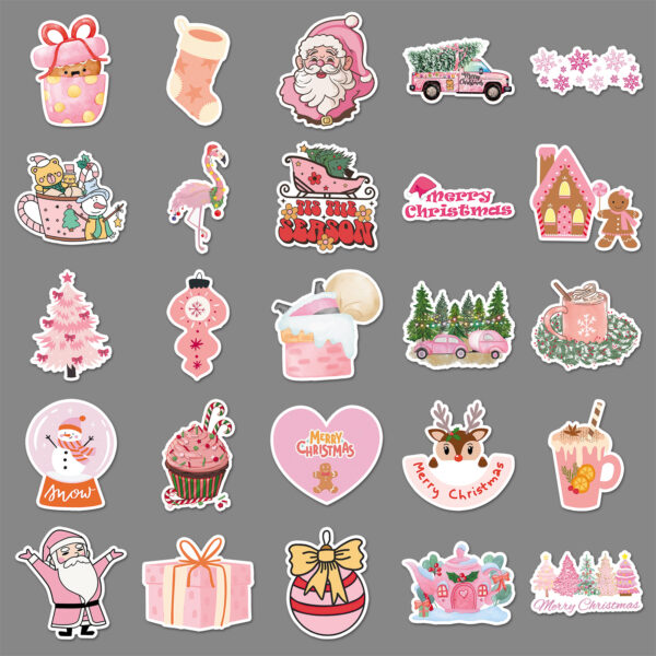 Wholesale 50pcs/pack Pink Christmas Graffiti Stickers