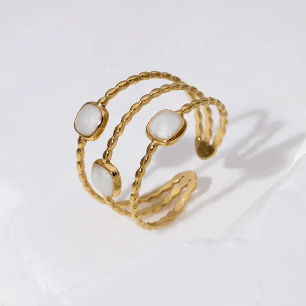 PVD Coated Real Gold Plated 18K Gold Geometric 304 Stainless Steel Simple Style Classic Style Waterproof Non Tarnish Open Rings