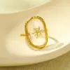 Wholesale PVD Coated Real Gold Plated Scallop Starfish 304 Stainless Steel Basic Modern Style Classic Style Waterproof Non Tarnish Open Rings
