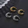 Wholesale PVD Coated 18K Gold Real Gold Plated Geometric 304 Stainless Steel Fashion Waterproof Non Tarnish Ear Studs