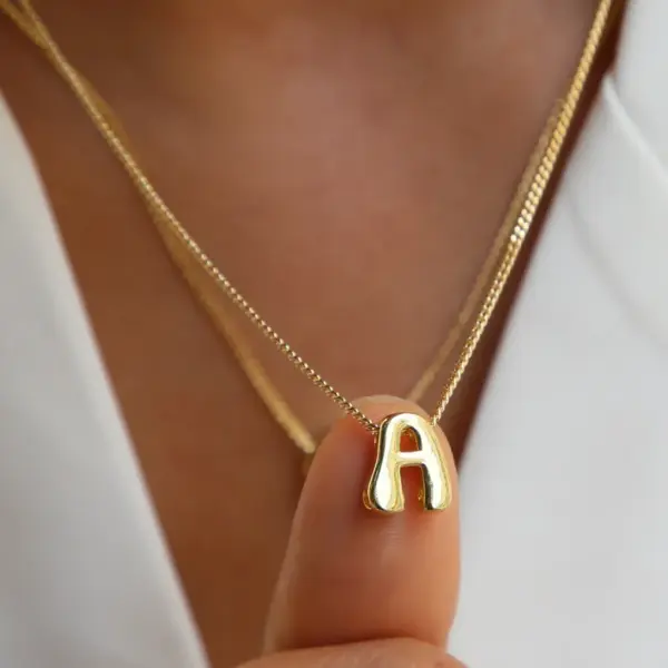 Popular 18K Brass Glossy DIY Name Bracelet Necklace 26 English Letters Pendant Parts