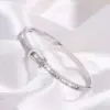 Wholesale 304 Stainless Steel Geometric Solid Color PVD Coated Rhinestones Real Gold Plated 18K Gold Hip-Hop Waterproof Non Tarnish Bangle